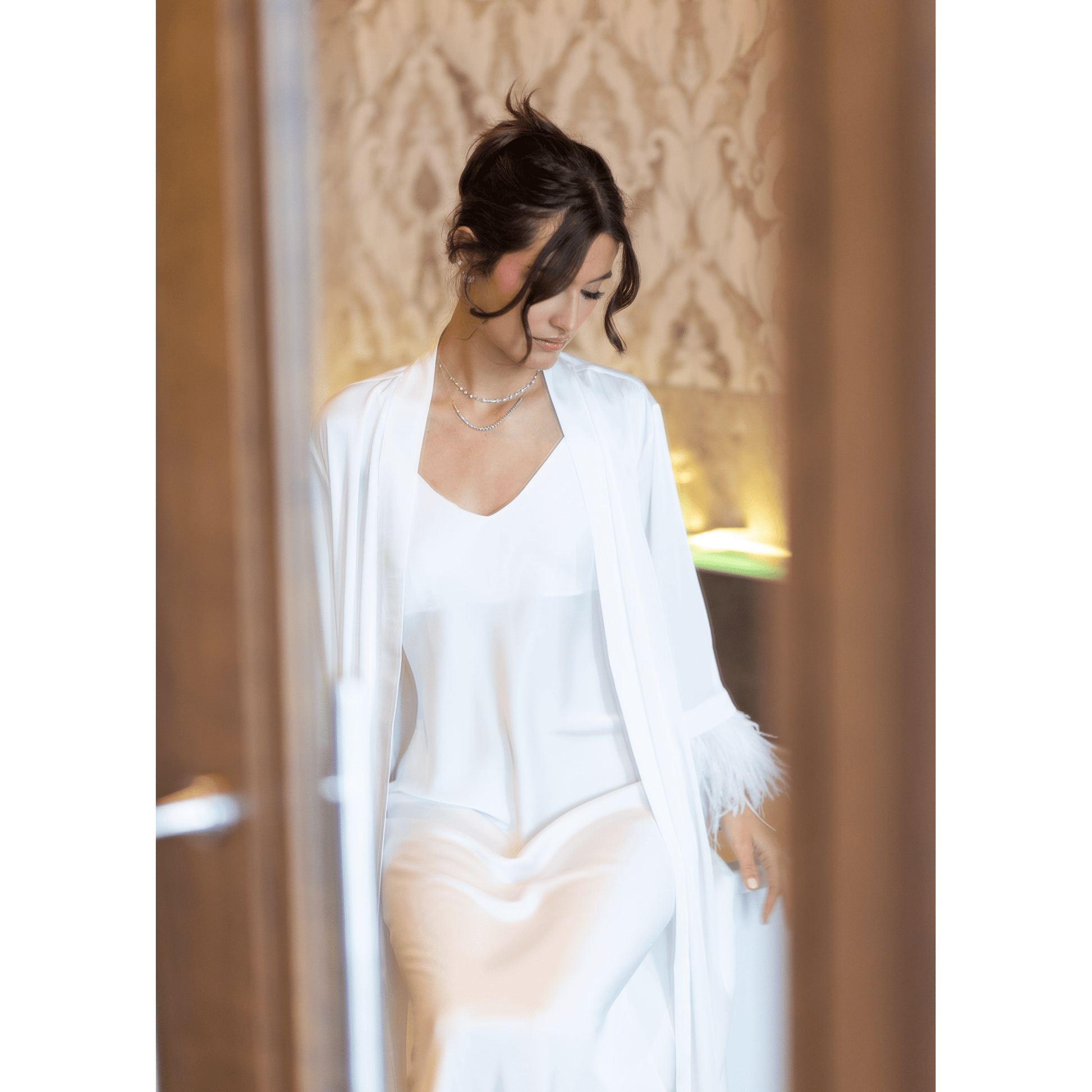 Long Kimono & Slip-On Dress Afrodita, White, 2 pc 