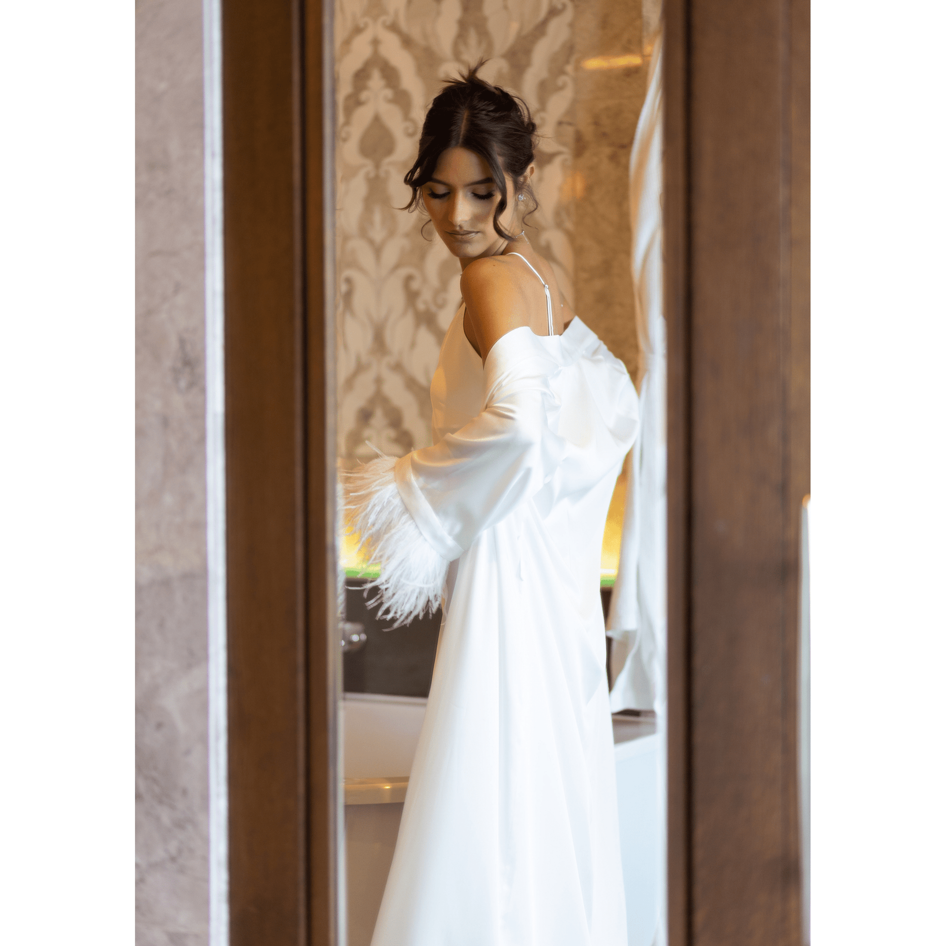 Long Kimono & Slip-On Dress Afrodita, White, 2 pc 