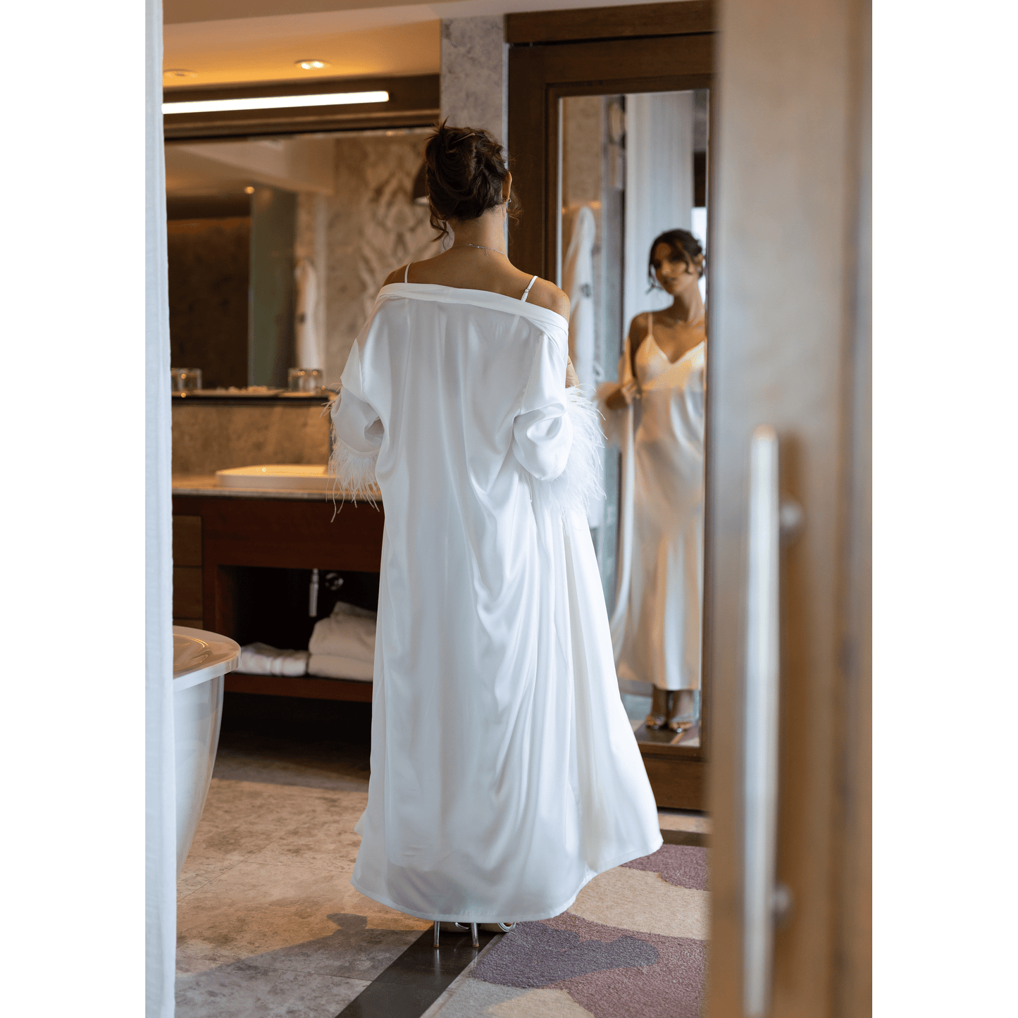 Long Kimono & Slip-On Dress Afrodita, White, 2 pc 