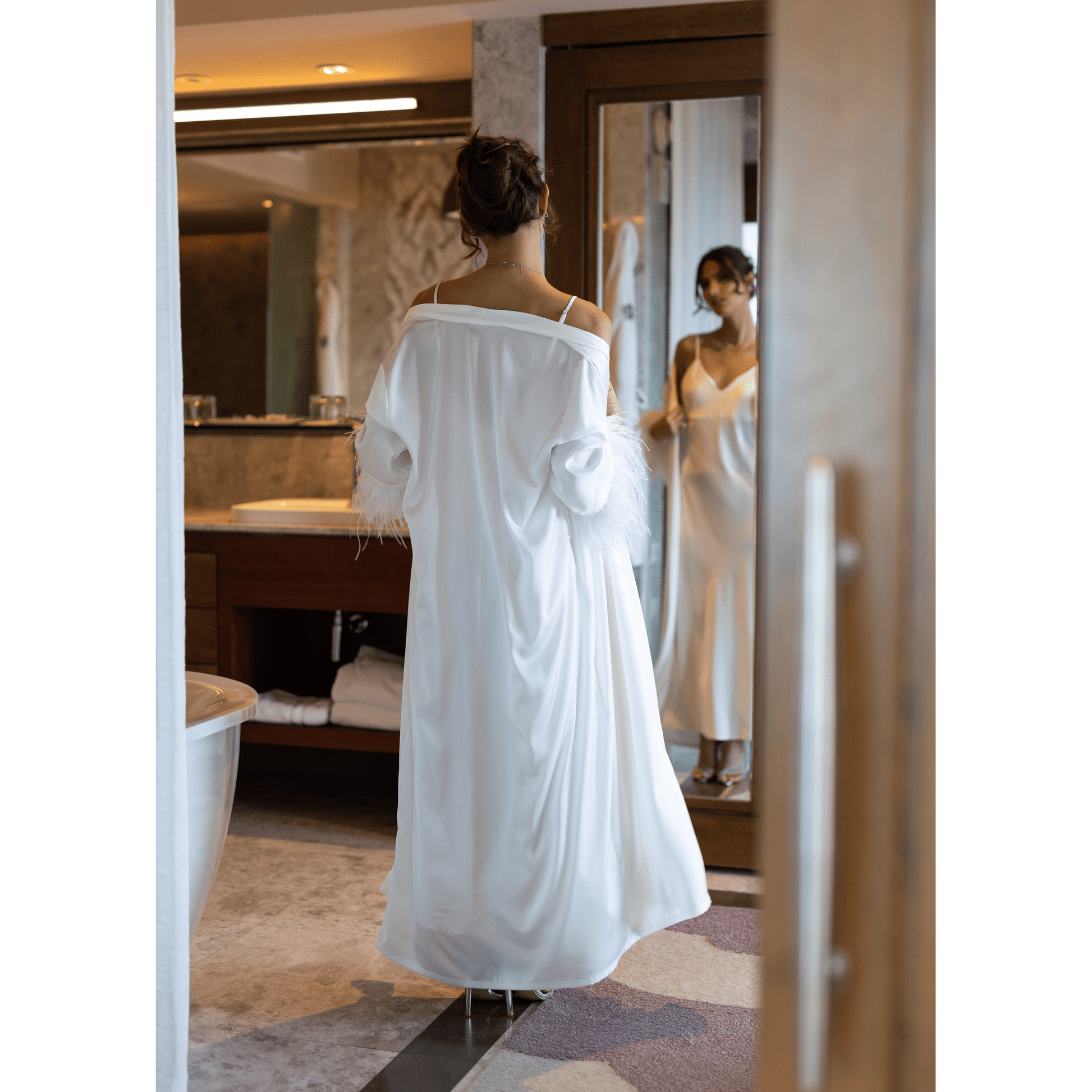 Long Kimono & Slip-On Dress Afrodita, White, 2 pc 