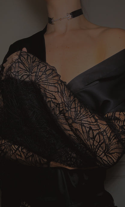 Black Lace Kimono & Pants set