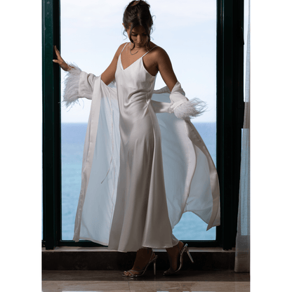 Long Kimono & Slip-On Dress Afrodita, White, 2 pc 