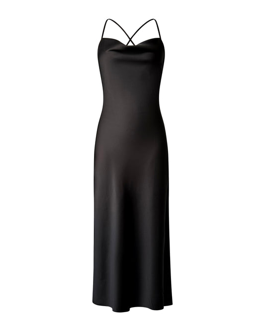 Cowl Neck Slip On Dress, Black