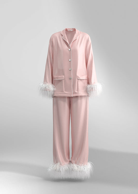 Pajama Set with Pants Dream with Feathers, Cotton Candy 