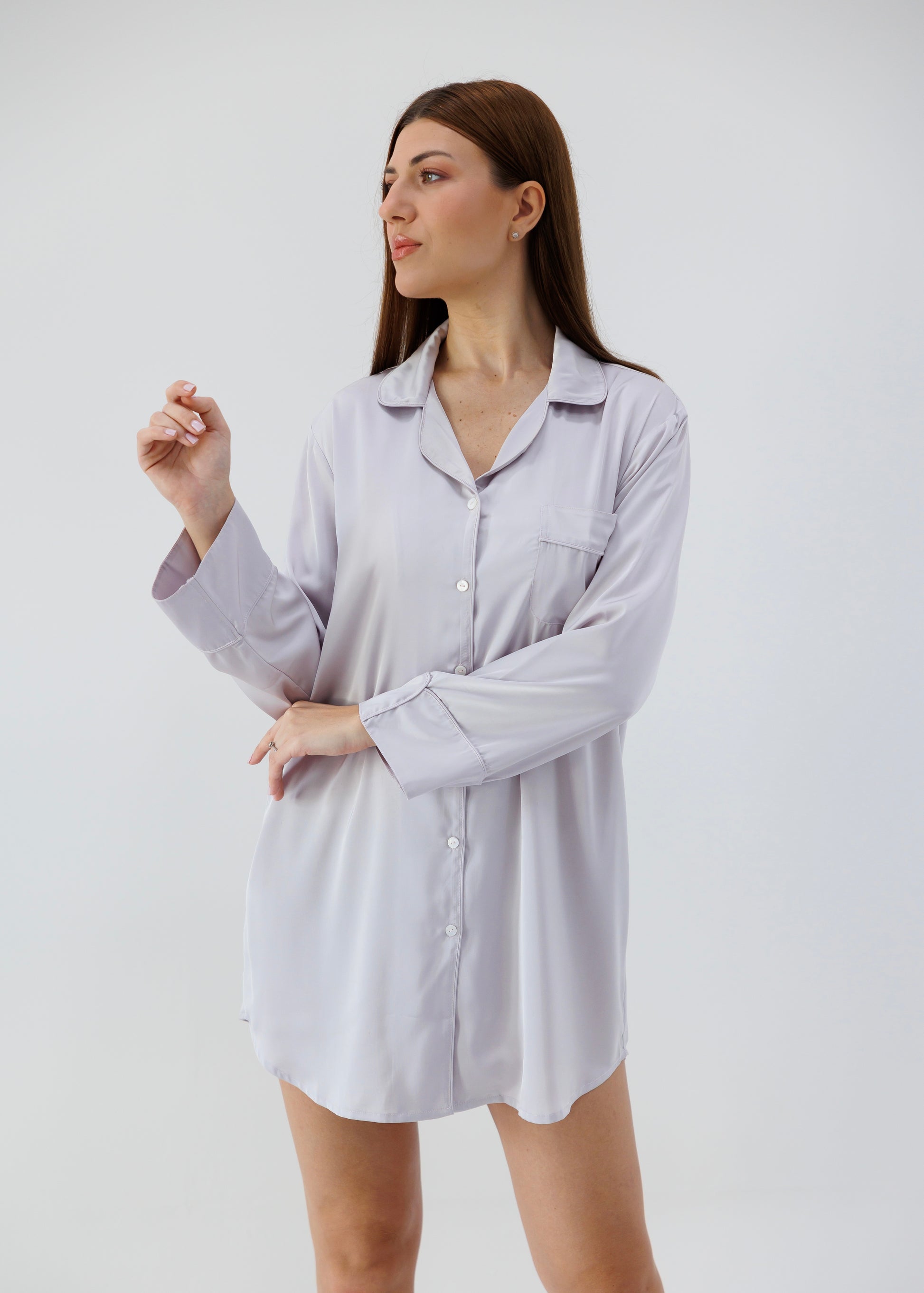 Shirt Dress Sophia, Lavender Gray 